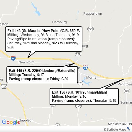 Several ramps on I-74 scheduled for milling and paving starting next