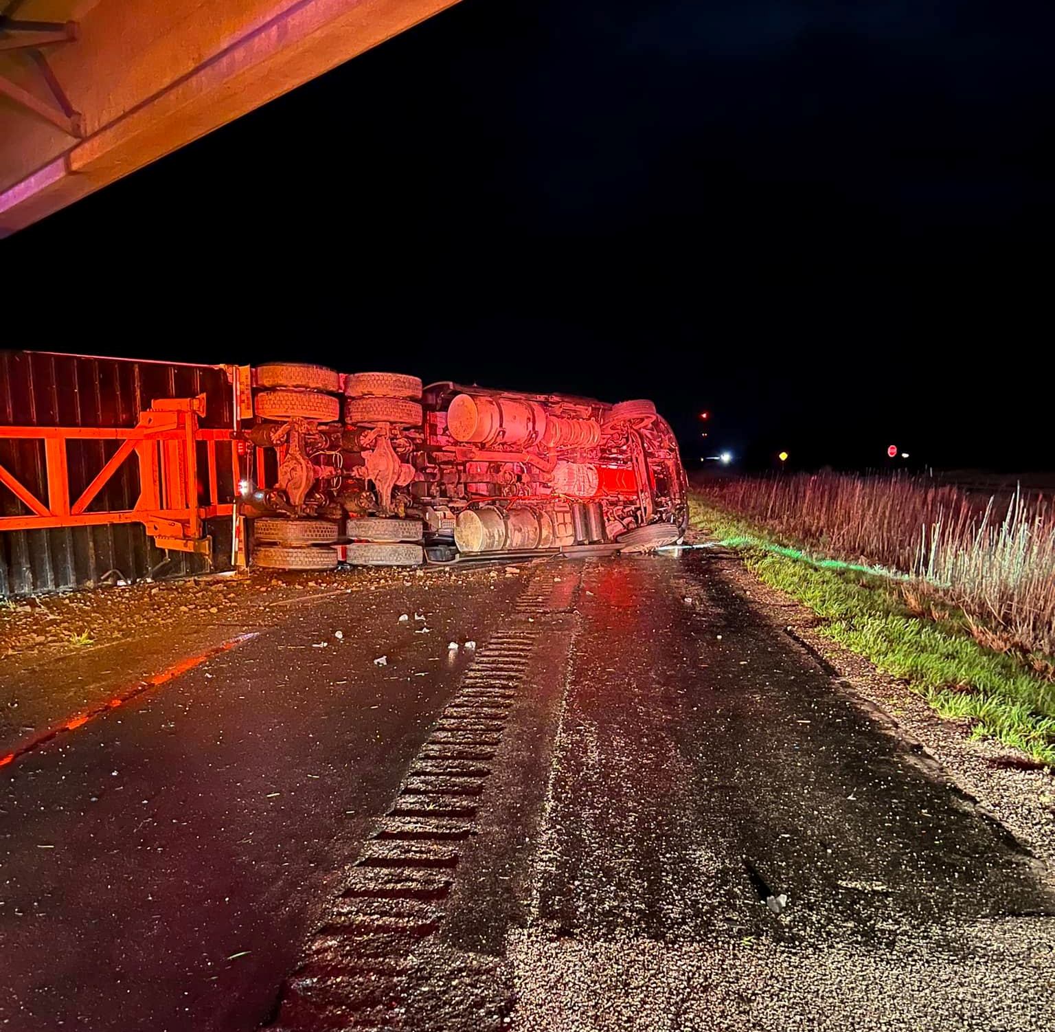 Overturned semi shuts down highway for several hours Saturday morning ...