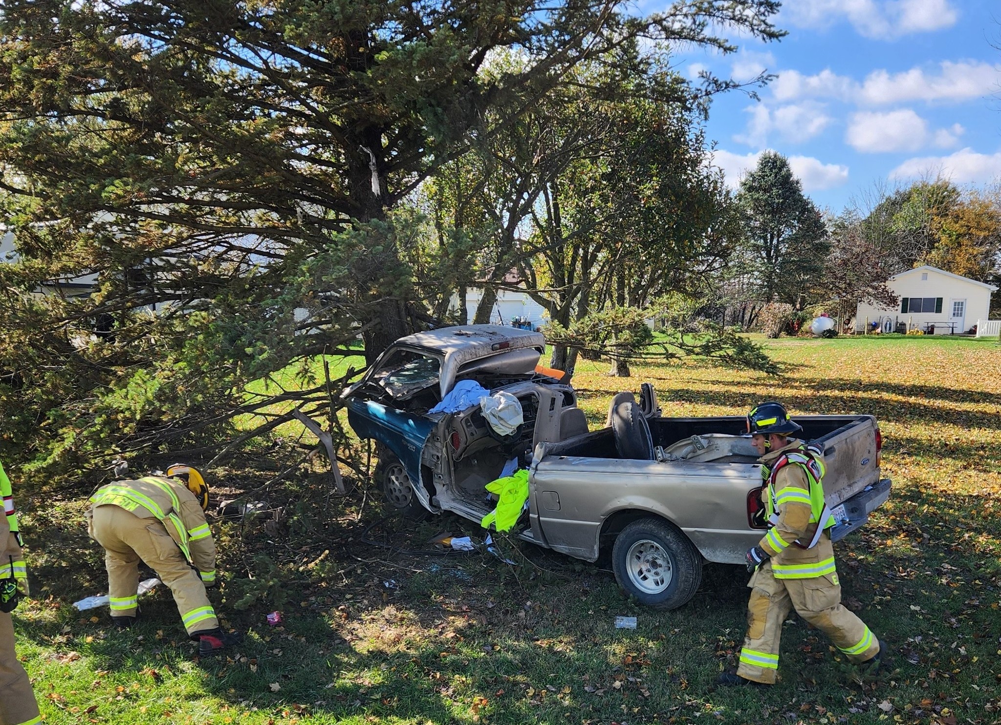 Driver flown to hospital after pickup truck slams into tree WRBI