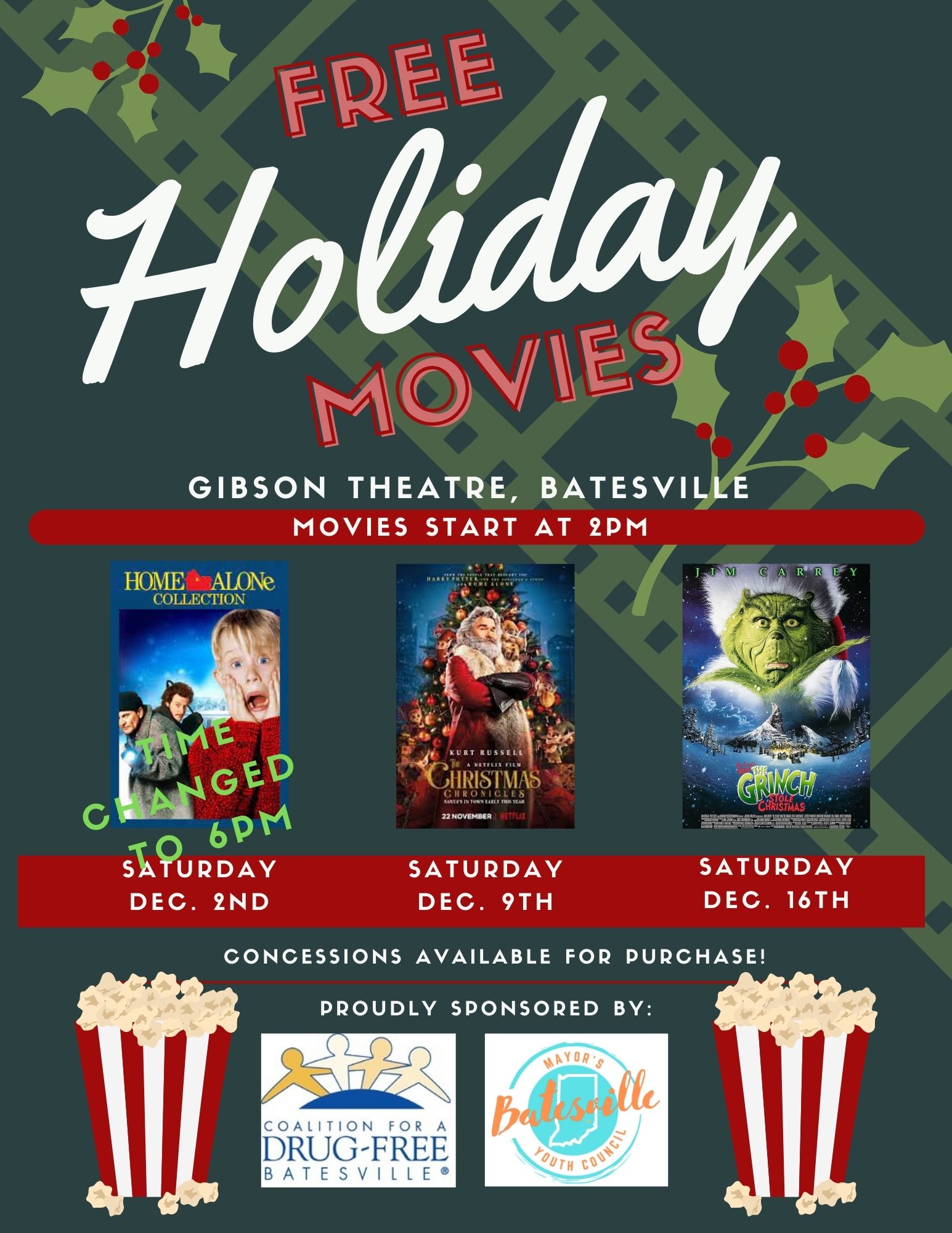 Time change for Saturday s free holiday movie WRBI Radio