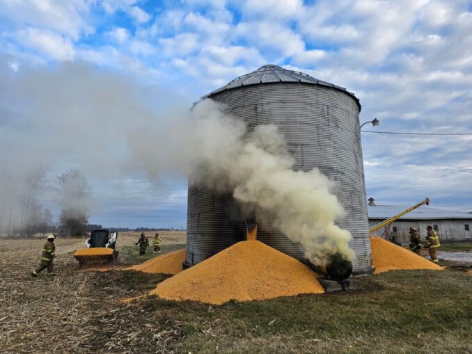 Grain bin fire west of Napoleon ends in loss of structure WRBI Radio