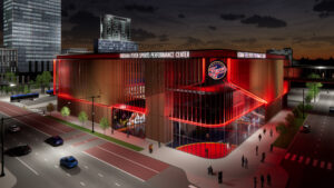 Indiana Fever Sports Performance Center at night.