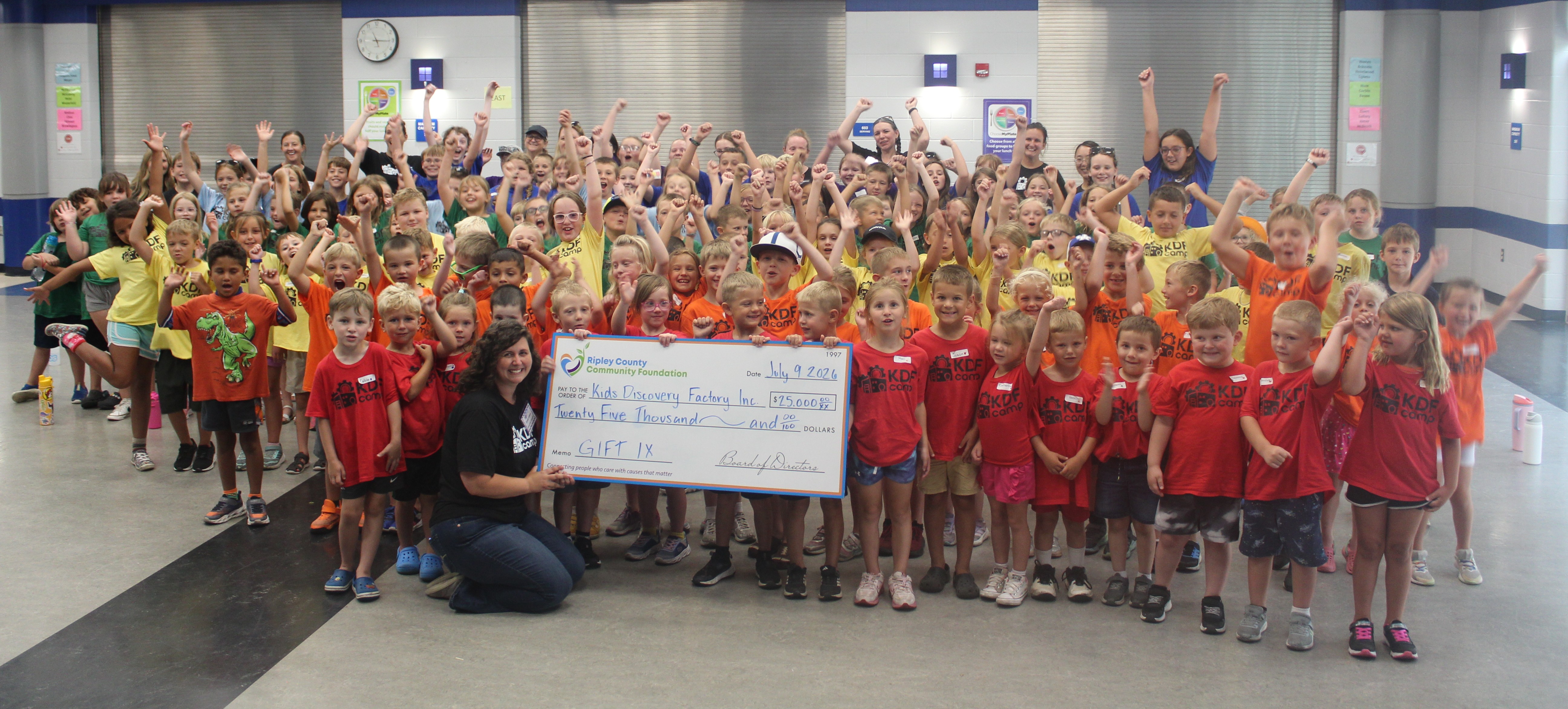Ripley County Community Foundation presents a $25,000 grant to Kids Discovery Factory