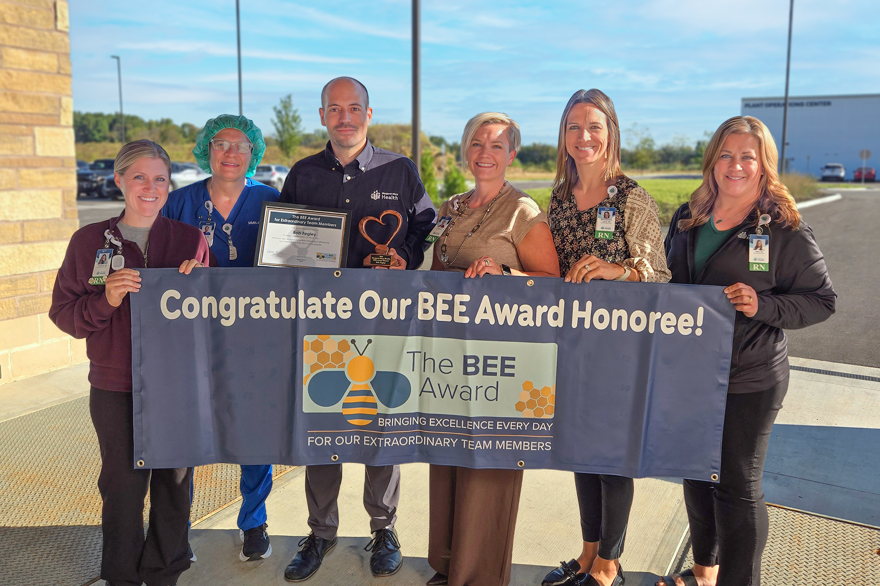 Margaret Mary Health BEE Award presentation for Bob Fegley