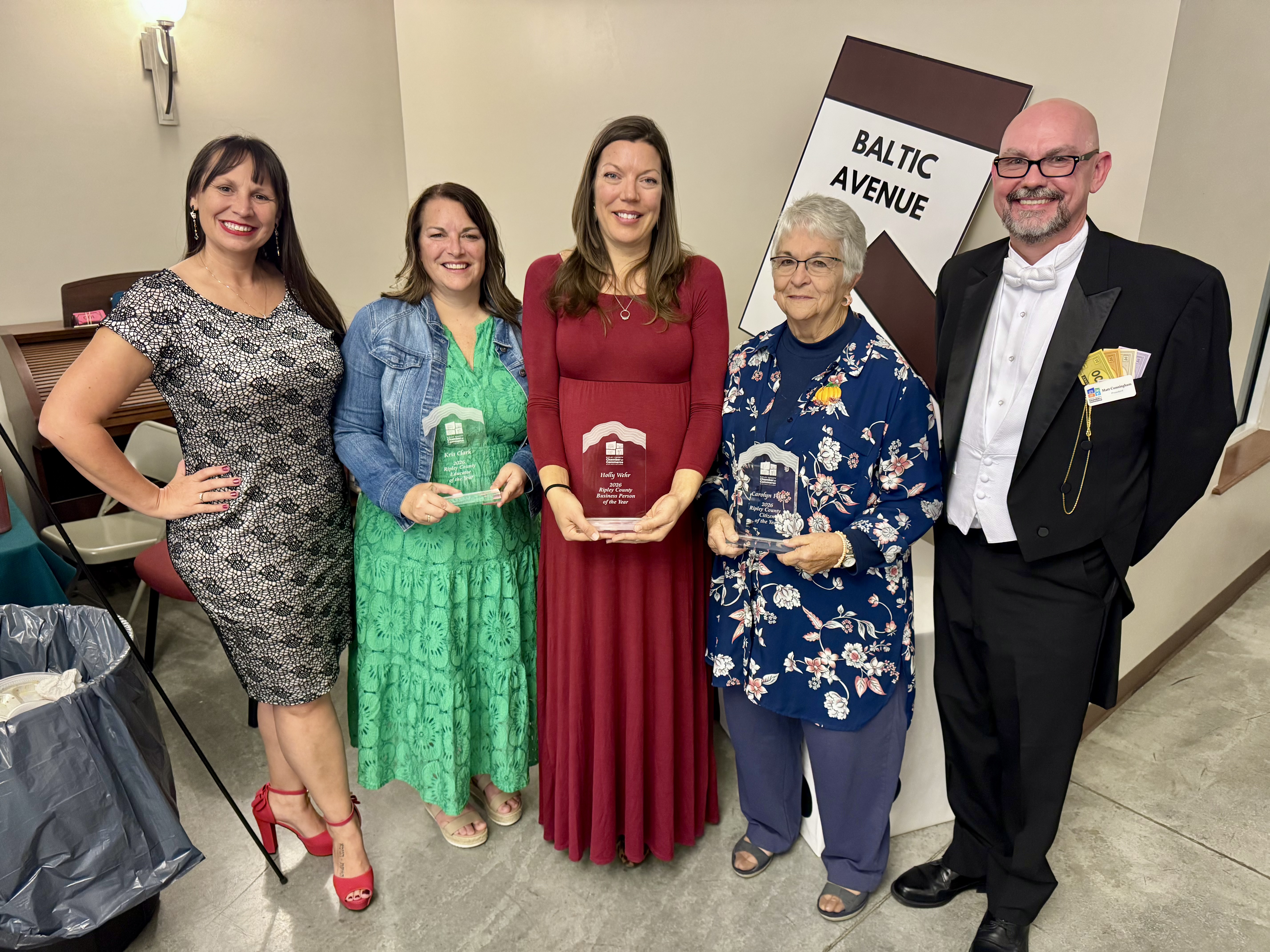 Ripley County Chamber of Commerce 2026 award winners with Chamber leadership